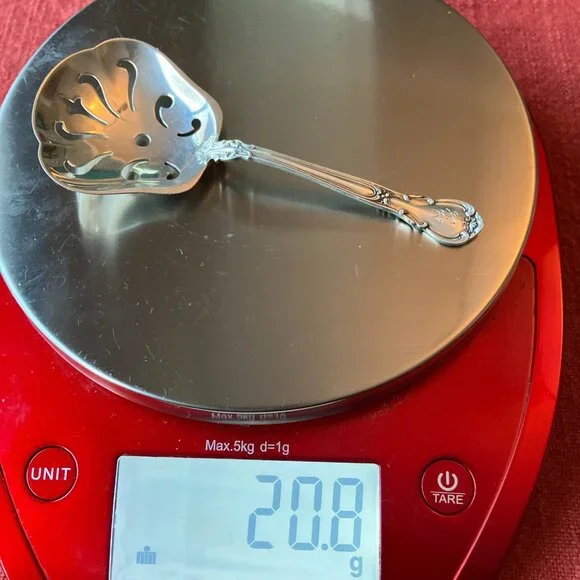 Gorham Chantilly (Lion-Anchor-G) 4 5/8” Solid Bon Bon Spoon 10 Pierce w/Monogram - Picture 8 of 8